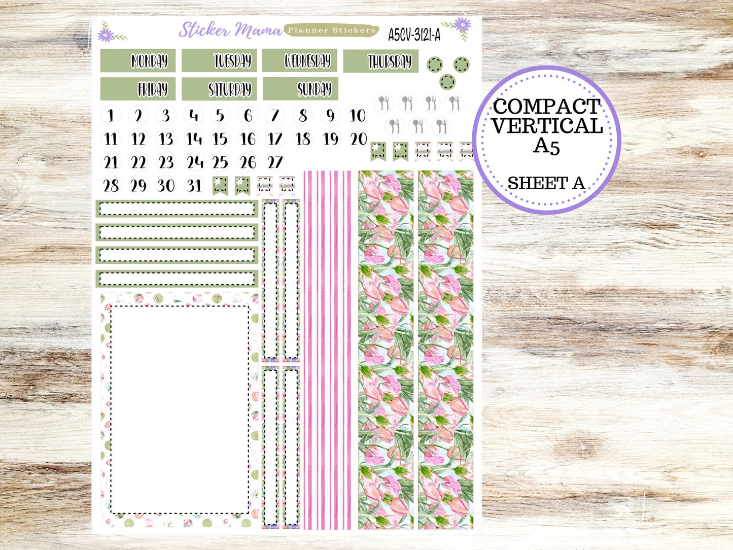 ERIN CONDREN A5 Compact Vertical-Kit #3121 || Easter Petals - Planner Stickers - Erin Condren Compact Vertical Weekly Kit