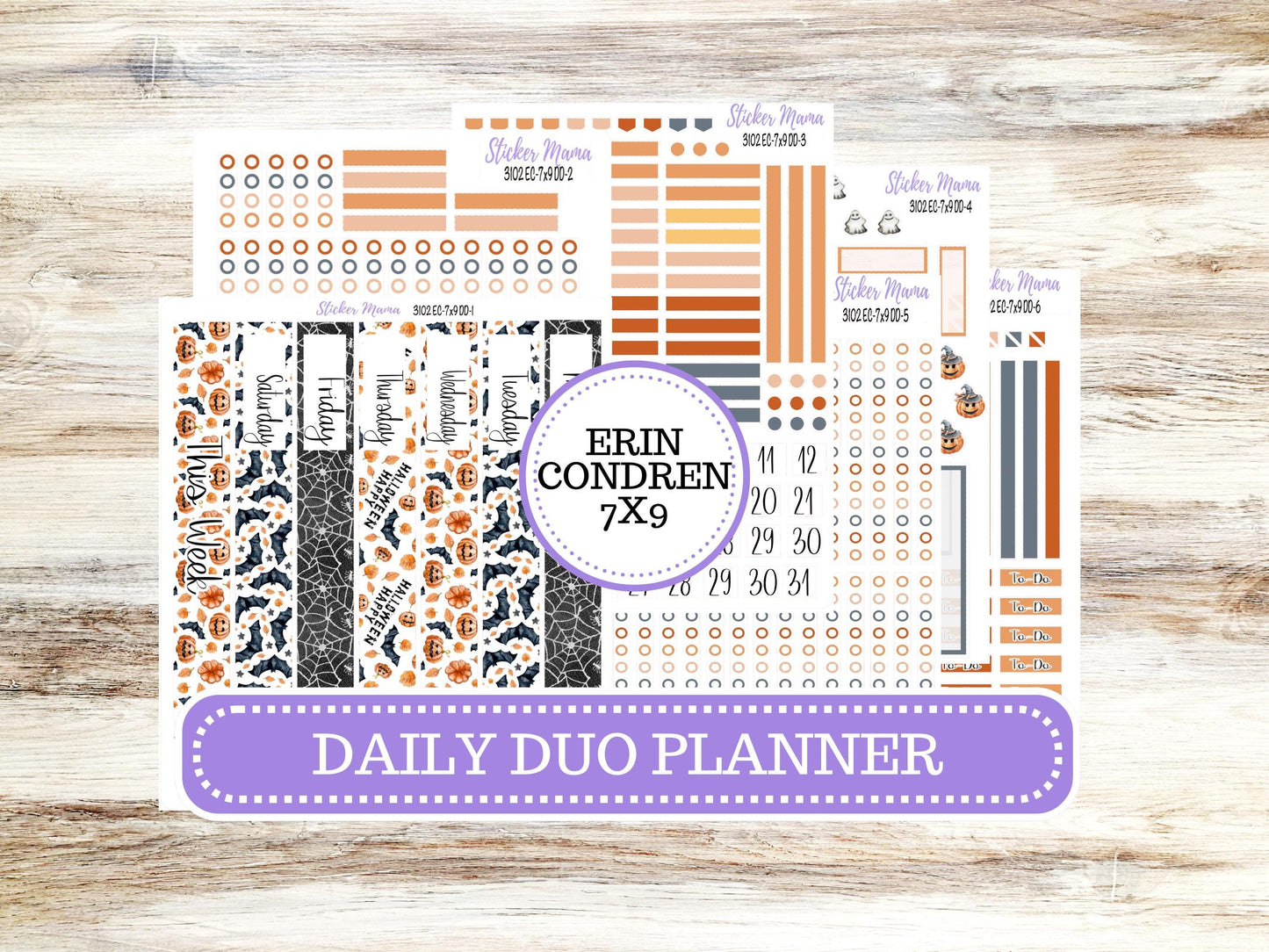 ERIN CONDREN Daily Duo Planner Kit DD-3102 || October - Pumpkin Town || Daily Duo Planner Sticker Kit || Erin Condren ||