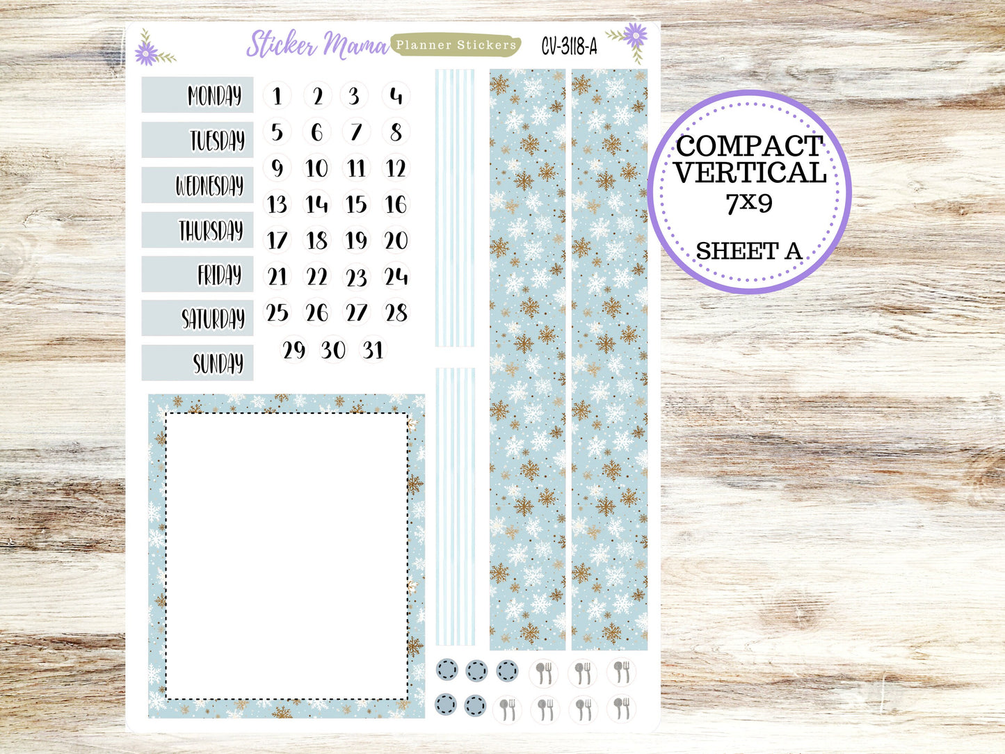 ERIN CONDREN 7x9 Compact Vertical-Kit #3118 || Arctic Frost - Planner Stickers - Erin Condren Compact Vertical Weekly Kit