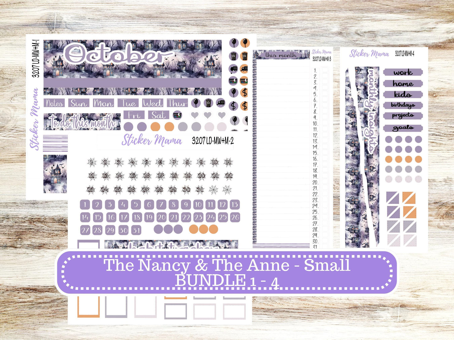 LD SMALL "The Anne" & "The Nancy" || MINI Week + Month Planner Kit #3207 || Laurel Denise Horizontal Vertical || Haunted Haven || Aug 25