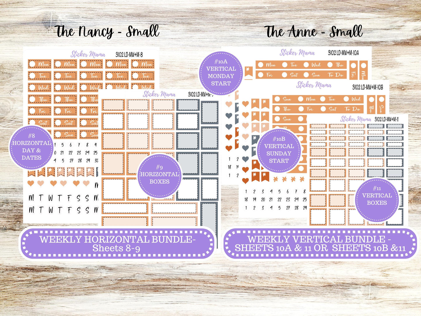 LD SMALL "The Anne" & "The Nancy" || MINI Week + Month Planner Kit #3102 || Laurel Denise Horizontal Vertical || Pumpkin Town || Aug 25