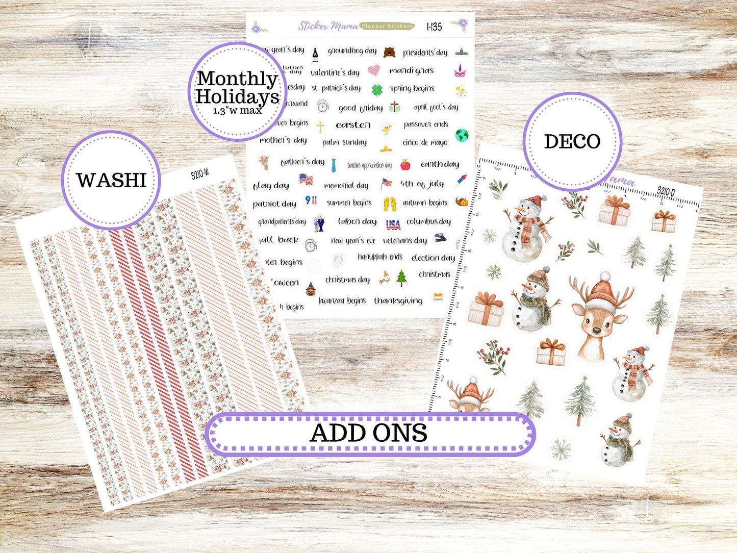 LD BOOK-BOUND Planner Kit #3210 || The Mae || The Kristy || Frosty Friends || December Laurel Denise Sticker Kit || 9-25