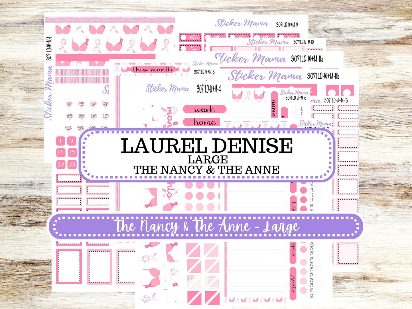 LAUREL DENISE Week + Month PLANNER Monthly Kit #3071 || Laurel Denise Kit || Laurel Denise Horizontal Vertical || Breast Cancer || Aug 25