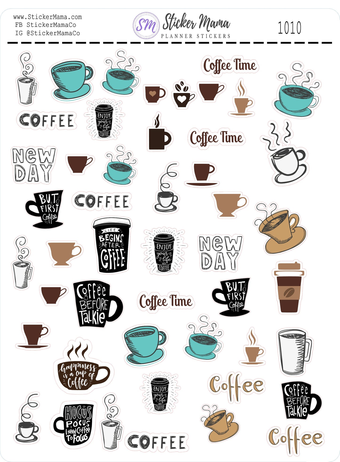 I-1010 COFFEE PLANNER STICKERS - Coffee Stickers - Coffee Lover - Stickers for Coffee Lovers