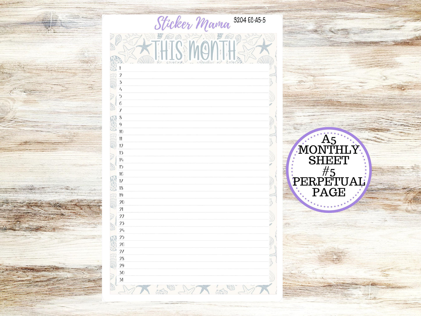 ERIN CONDRE Monthly Kit-3204 || A5 || Coastal Charm Stickers || - ec August Monthly Kit - Monthly Planner Kits - Monthly Budget