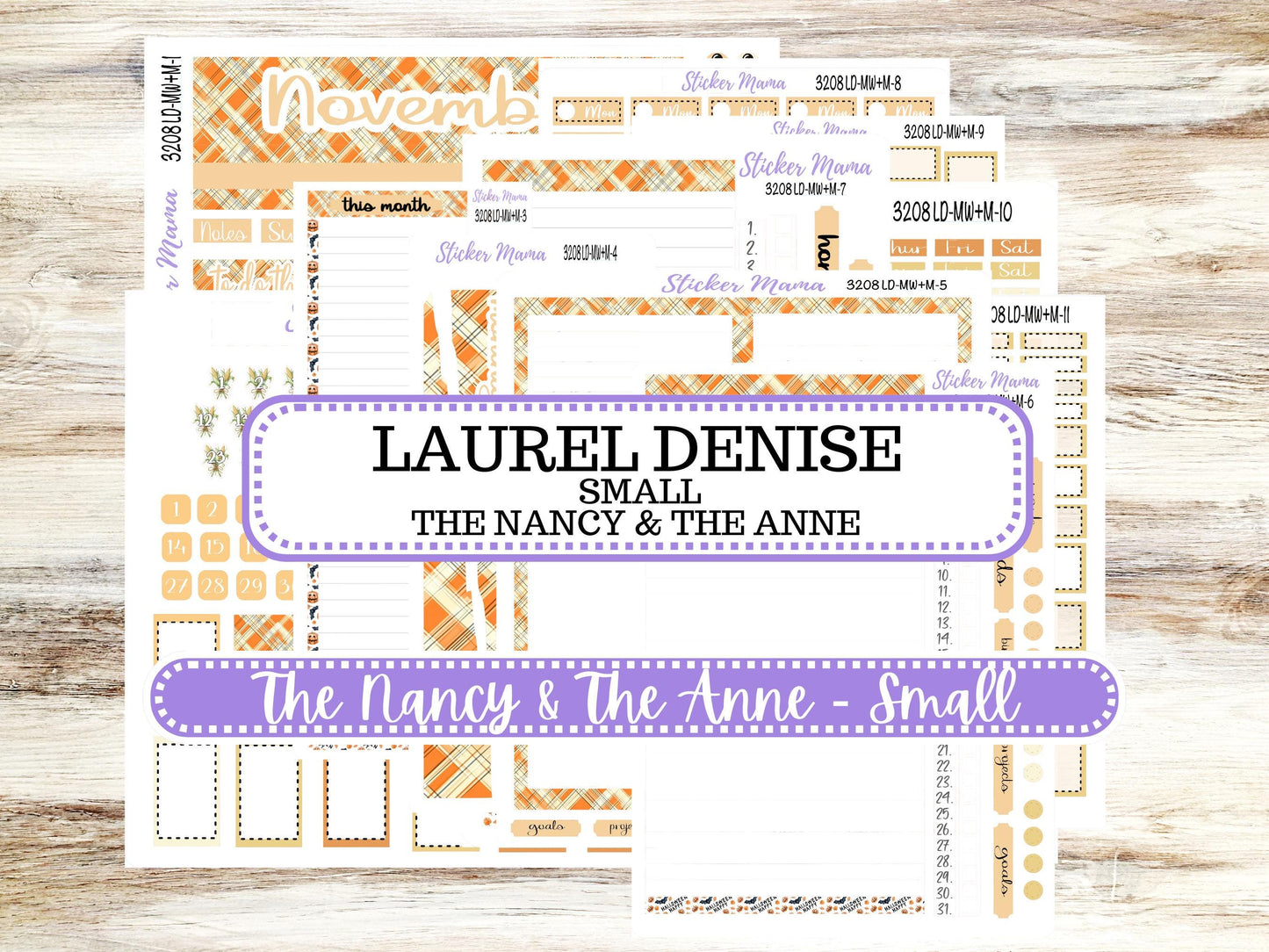 LD SMALL "The Anne" & "The Nancy" || MINI Week + Month Planner Kit #3208 || Laurel Denise Horizontal Vertical || Fall Fields || 9-25