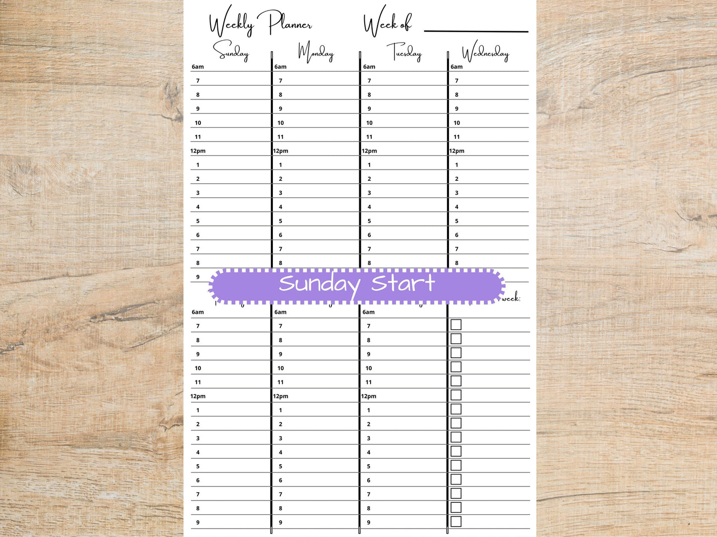 Hourly Weekly Planner Pad 5x8 | Desk Planning Notepad | Undated Organizer