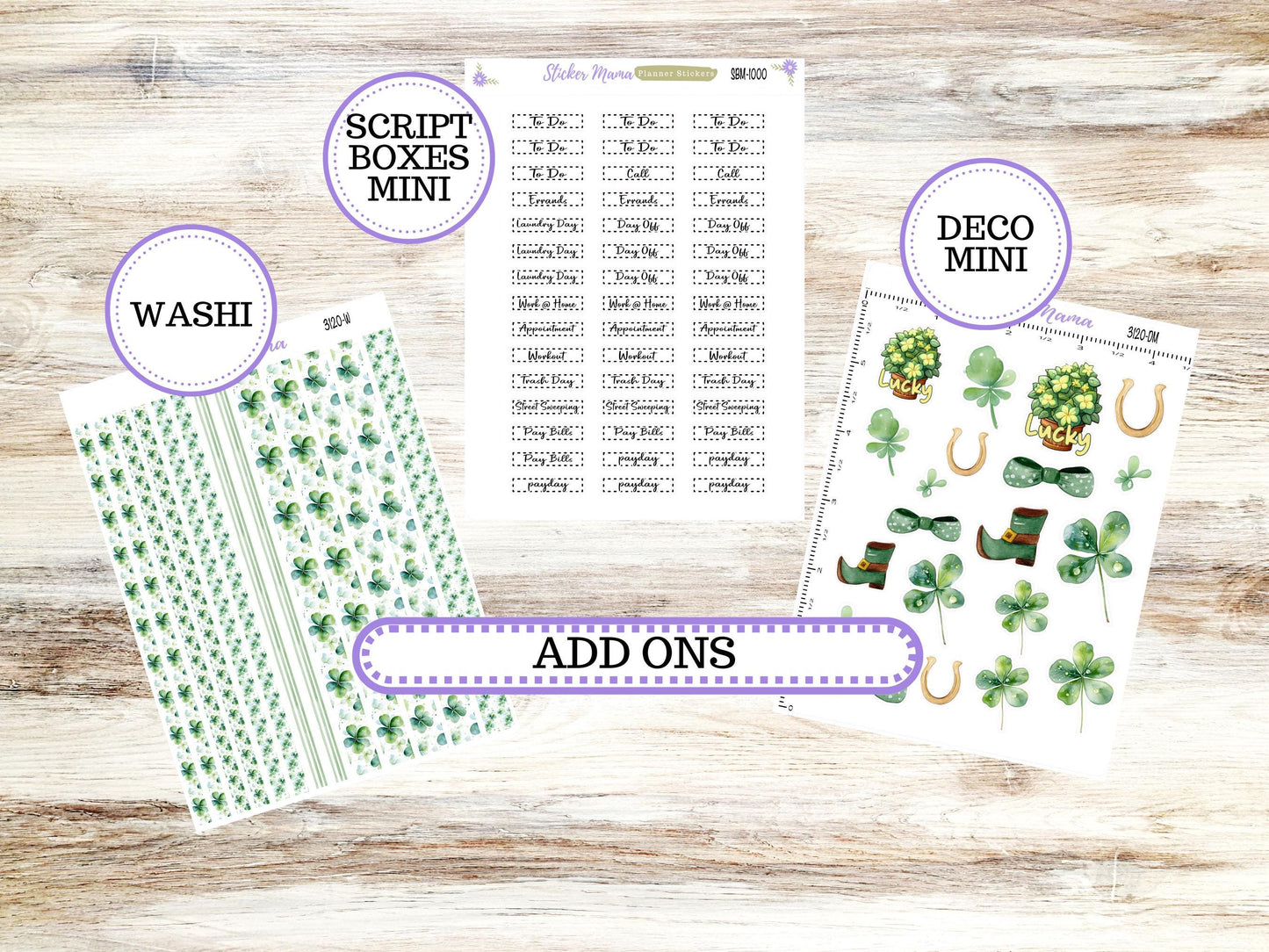 LD SMALL "The Anne" & "The Nancy" || MINI Week + Month Planner Kit #3120 || Horizontal Vertical || March Shamrock Magic || 11-25