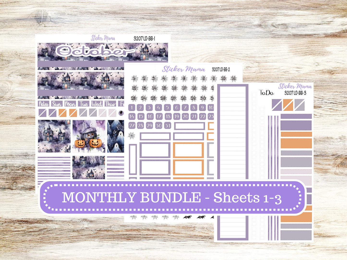 LD BOOK-BOUND Planner Kit #3207 || The Mae || The Kristy || Haunted Haven ||October Laurel Denise Sticker Kit || Aug 25
