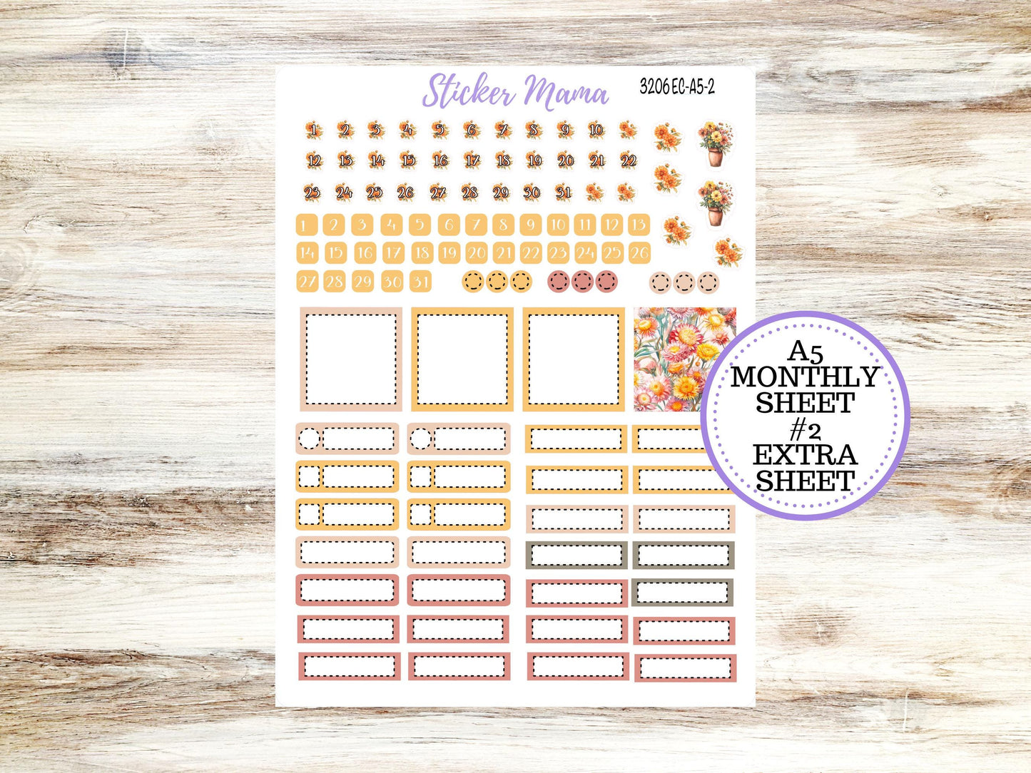 ERIN CONDRE Monthly Kit-3206 || A5 || Falling Colors Stickers || - ec September Monthly Kit - Monthly Planner Kits - Monthly Budget