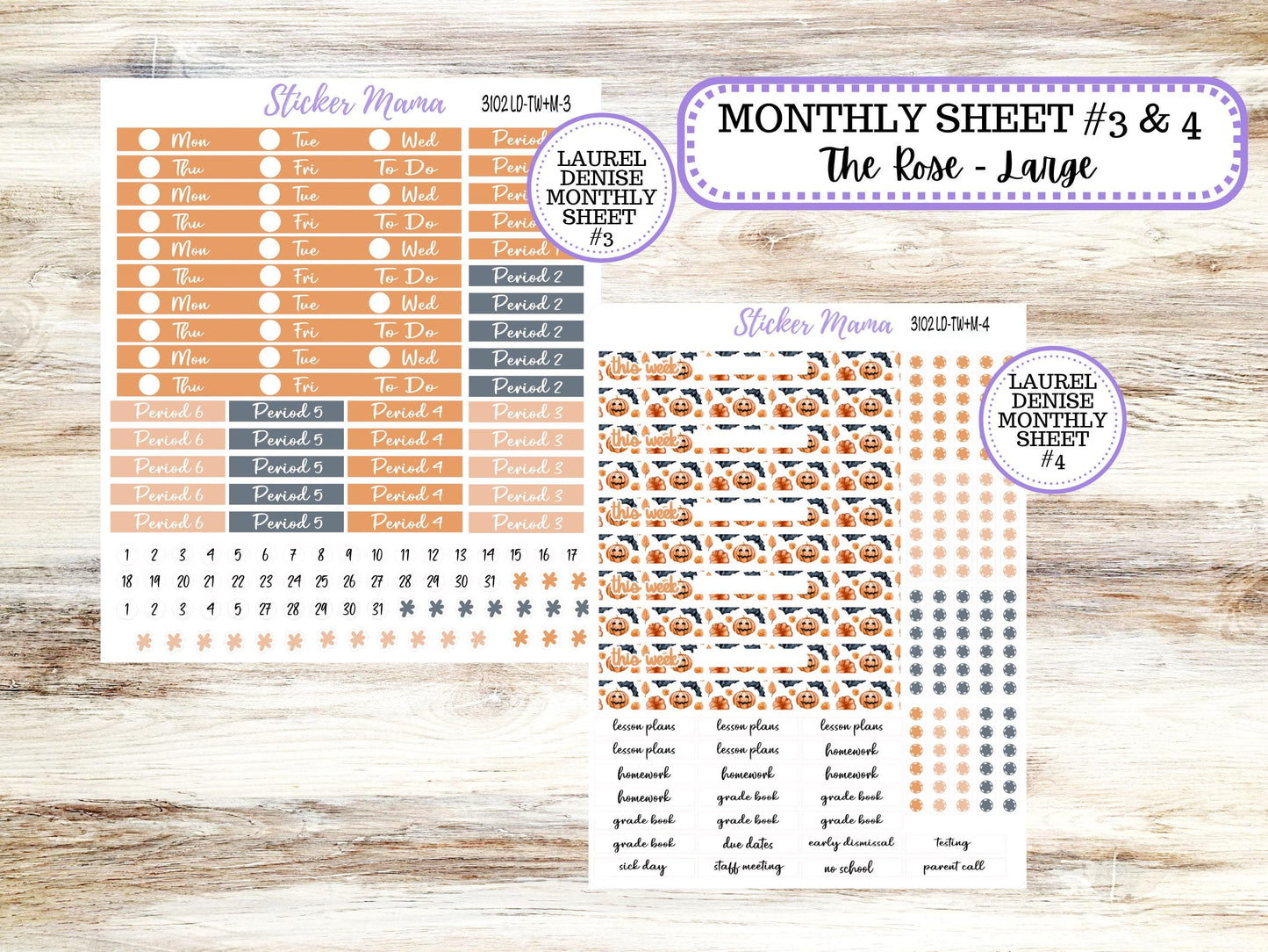 LD "The Valerie" || TEACHER Week + Month Planner Kit #3102 || Pumpkin Town ||Laurel Denise Kit || Laurel Denise Teacher Planner || June 25