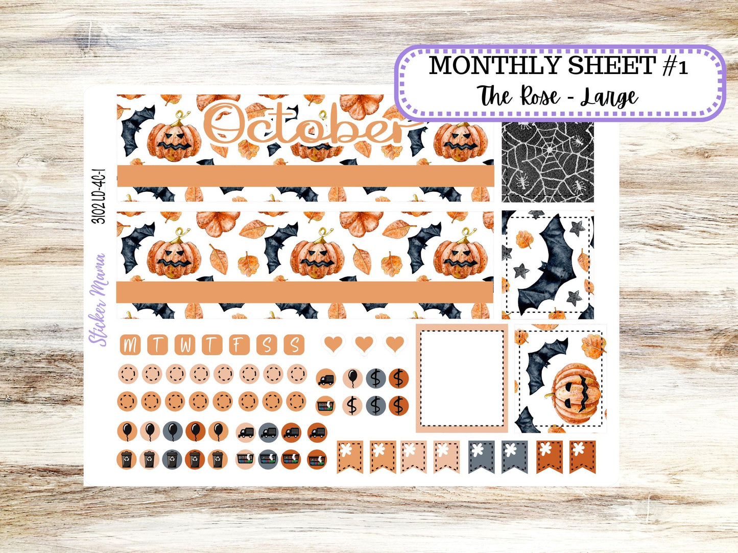 LD "The Rose" Large || 4-COLUMN (formerly project) Planner Kit #3102 || Pumpkin Town || Laurel Denise Stickers || Aug 25