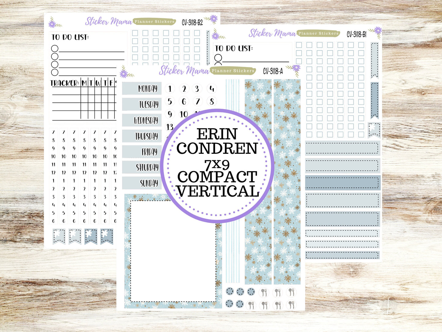 ERIN CONDREN 7x9 Compact Vertical-Kit #3118 || Arctic Frost - Planner Stickers - Erin Condren Compact Vertical Weekly Kit