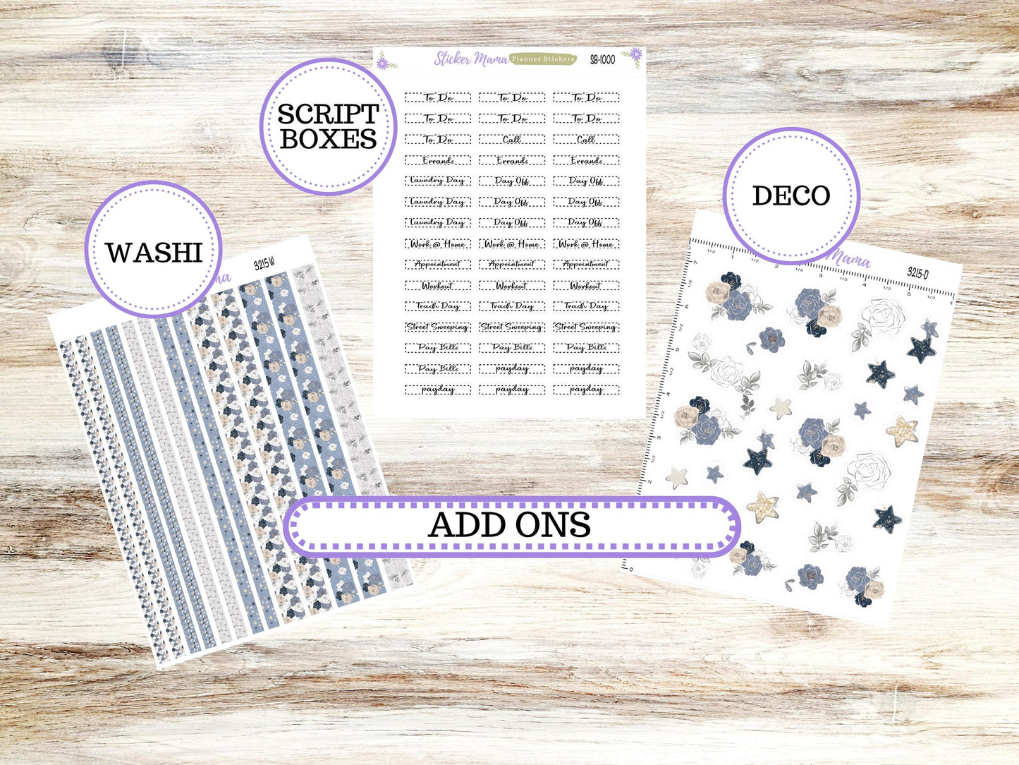 Laurel Denise Large Nancy & Anne Planner Sticker Kit | Vertical Horizontal Week + Month | Month of your Choice Charming Rose #3215 | 1-26