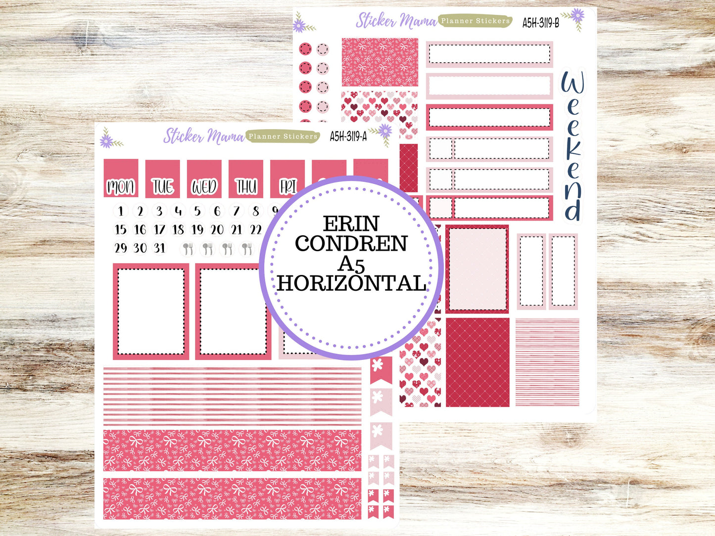 ERIN CONDREN A5 Horizontal || #3119 || Heartfelt Joy Kit || A5 Weekly Kit || Planner Stickers || Erin Condren A5 Horizontal Weekly Kit