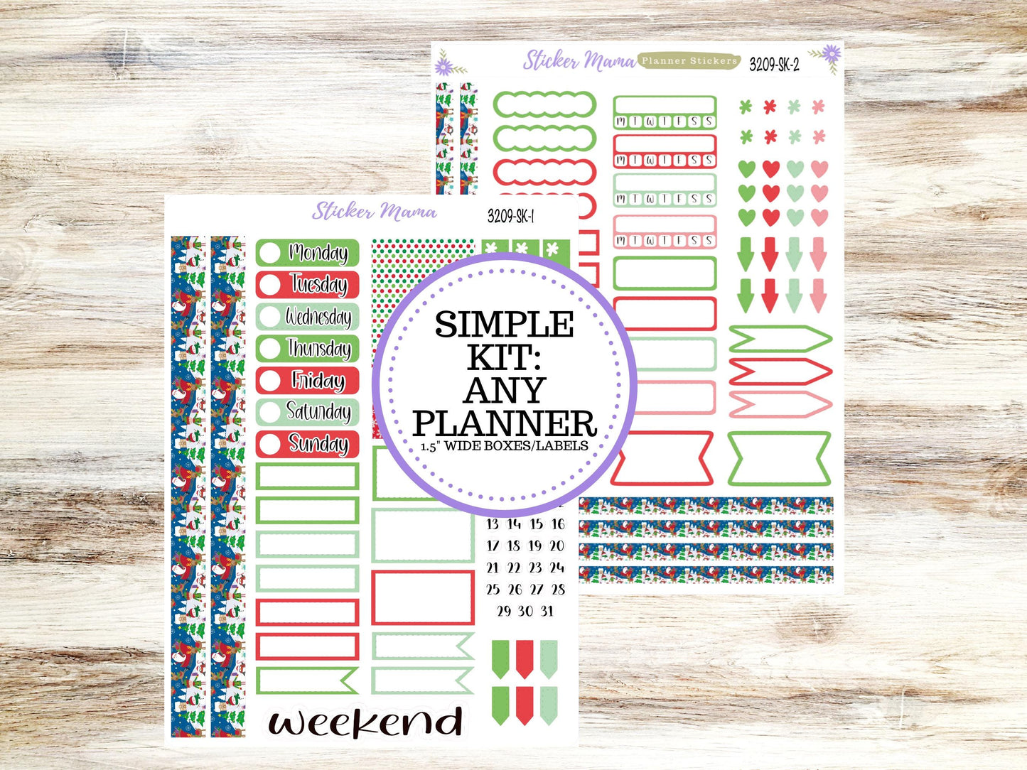 SIMPLE KIT || #3209 || Jolly Pines || Any Kind Planner || Planner Stickers || Planner Stickers
