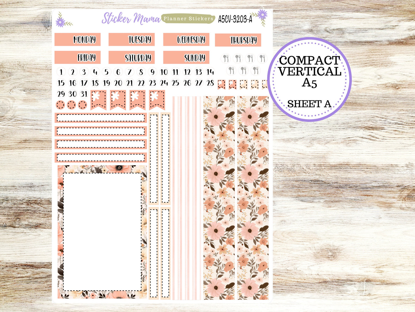 ERIN CONDREN A5 Compact Vertical-Kit #3203 || Pretty in Pink - Planner Stickers - Erin Condren Compact Vertical Weekly Kit