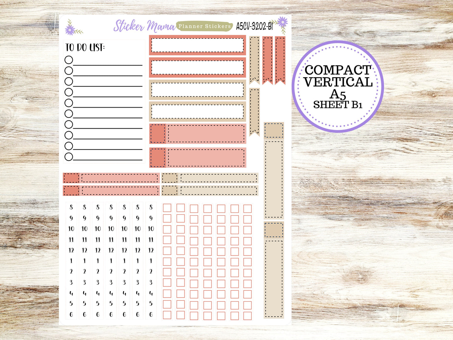 ERIN CONDREN A5 Compact Vertical-Kit #3202 || Mushroom Bloom - Planner Stickers - Erin Condren Compact Vertical Weekly Kit