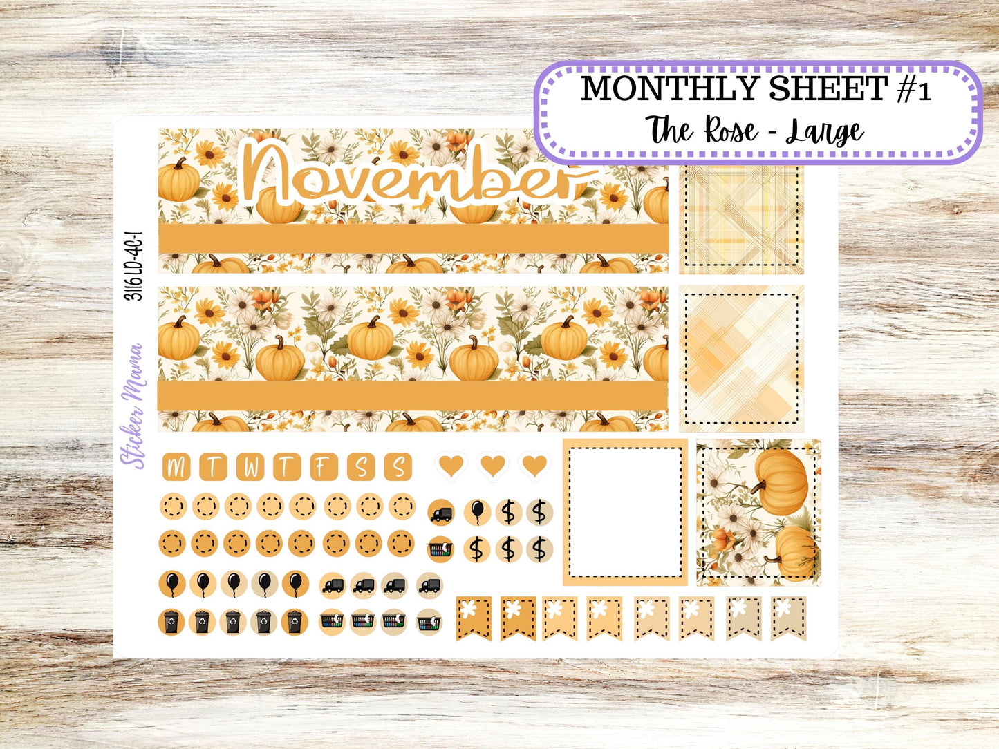LD "The Rose" Large || 4-COLUMN (formerly project) Planner Kit #3116 || Floral Harvest || Laurel Denise Stickers || 9-25