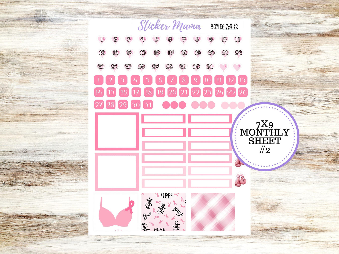 ERIN CONDREN Monthly Kit-3071 || 7X9 || Breast Cancer - 7x9 ec Undated Monthly Kit - Undated Monthly Planner Kits - Monthly Pages