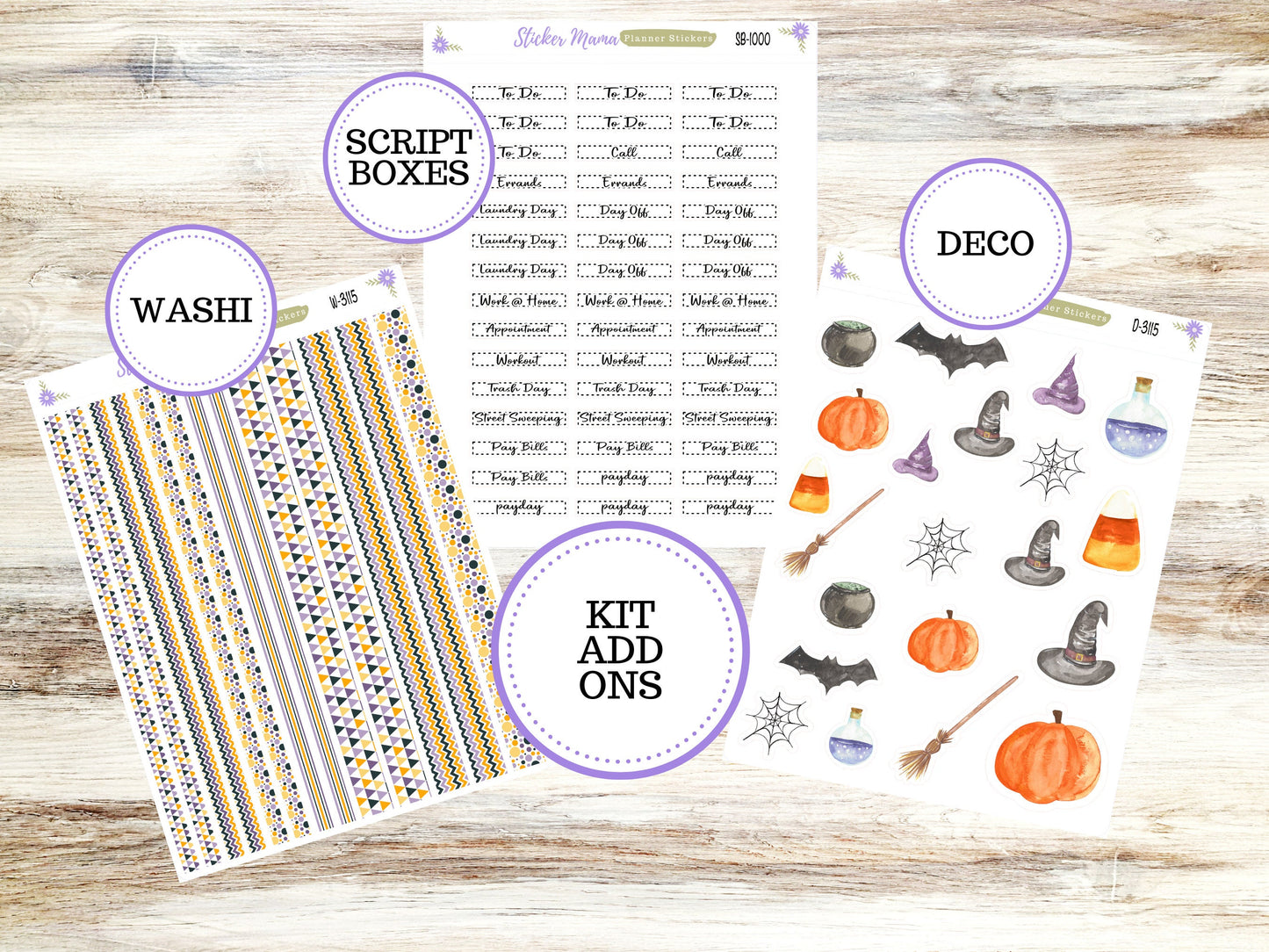 ERIN CONDREN A5 Compact Vertical-Kit #3115 || Spooky Palette - Planner Stickers - Erin Condren Compact Vertical Weekly Kit