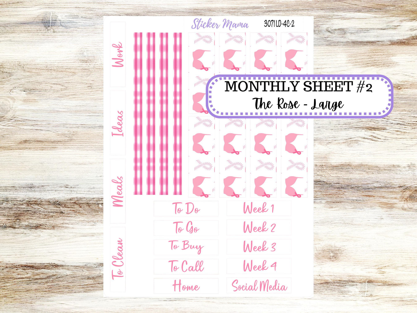 LD "The Rose" Large || 4-COLUMN (formerly project) Planner Kit #3071 || Breast Cancer || Laurel Denise Stickers || Aug 25