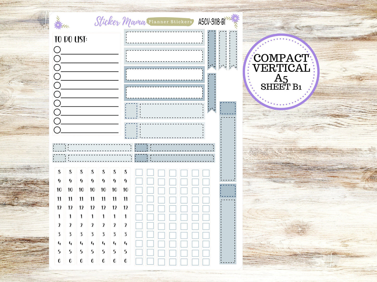 ERIN CONDREN A5 Compact Vertical-Kit #3118 || Arctic Frost - Planner Stickers - Erin Condren Compact Vertical Weekly Kit