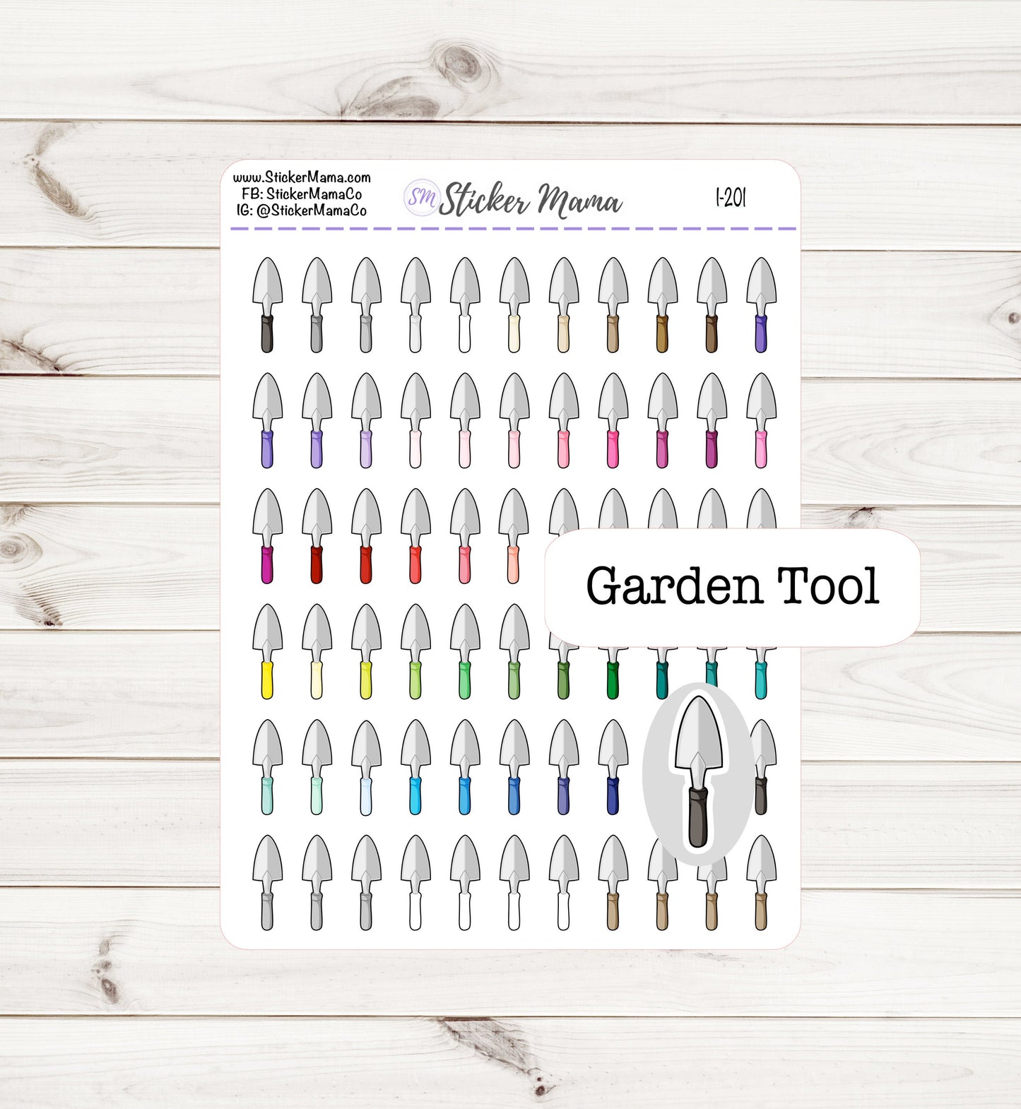 GARDEN TOOLS PLANNER Stickers I-201 - Garden Shovel Stickers - Stickers for Gardening