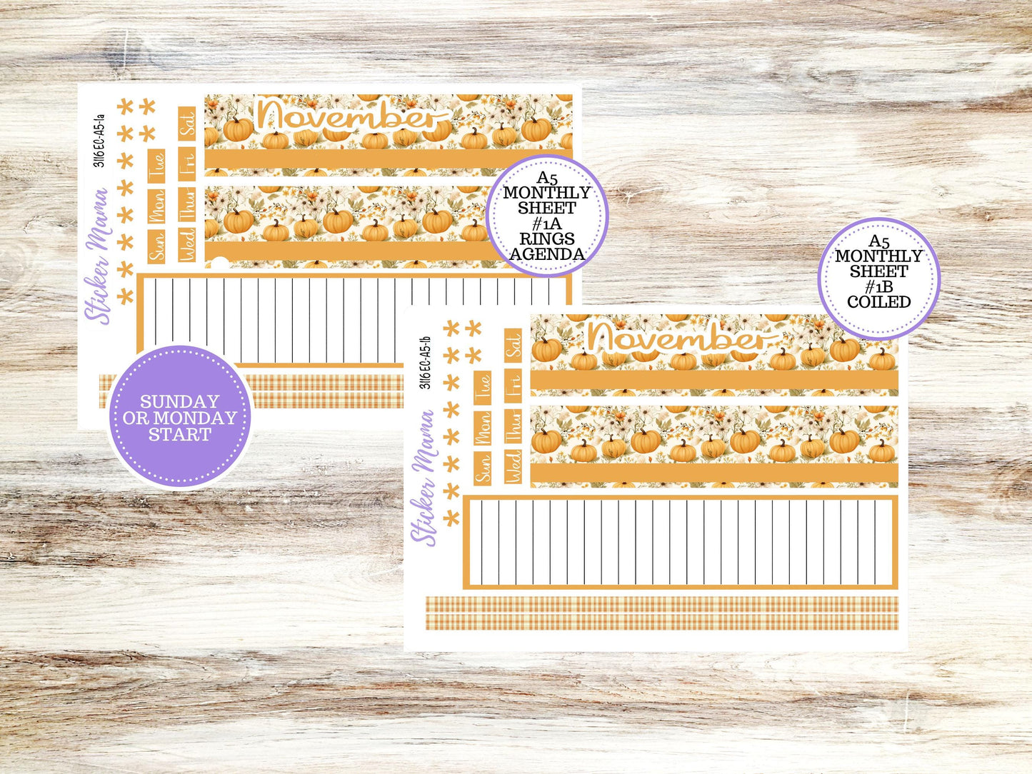 ERIN CONDRE Monthly Kit-3116 || A5 || Floral Harvest Stickers || - ec November Monthly Kit - Monthly Planner Kits - Monthly Budget