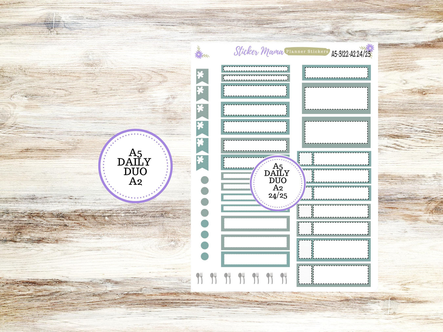 A5-DAILY DUO-Kit #3122 || Vintage Bloom || Planner Stickers - Daily Duo A5 Planner - Daily Duo Stickers - Daily Planner