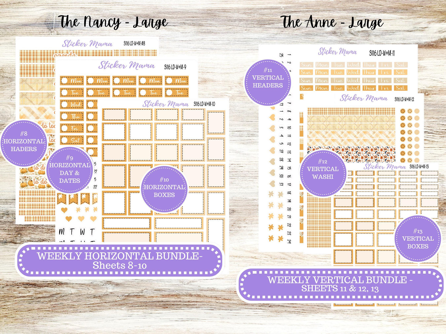 LD “The Nancy & Anne” Large || Week + Month PLANNER Monthly Kit #3116 || Laurel Denise Horizontal Vertical Kit || Floral Harvest || 9-25