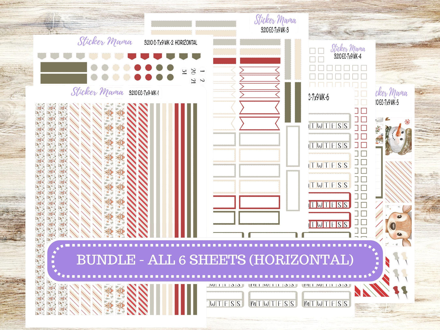 ERIN CONDREN Weekly Planner Kit WK-3210 || December || Weekly Planner Sticker Kit || Erin Condren || Frosty Friends || 9-25