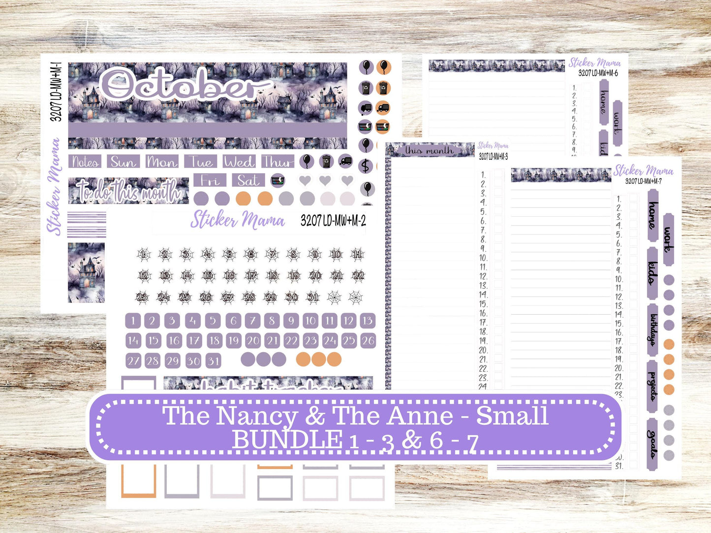 LD SMALL "The Anne" & "The Nancy" || MINI Week + Month Planner Kit #3207 || Laurel Denise Horizontal Vertical || Haunted Haven || Aug 25