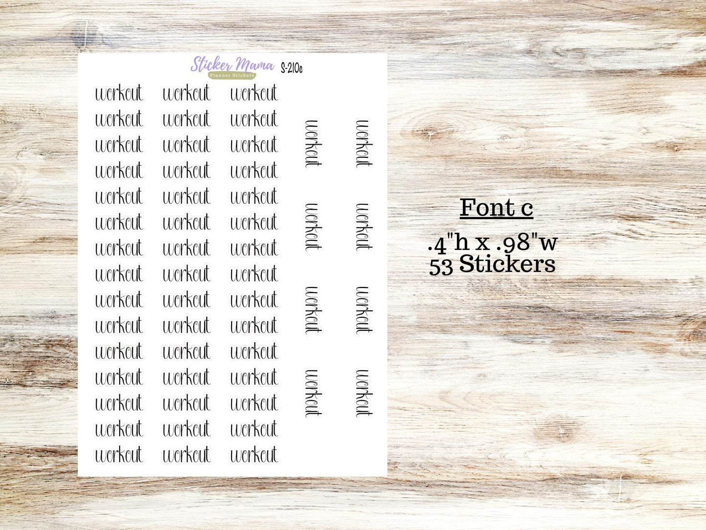 WORKOUT SCRIPT STICKERS S210 || Script Font Planner Stickers || Workout Planner Stickers || Workout Stickers