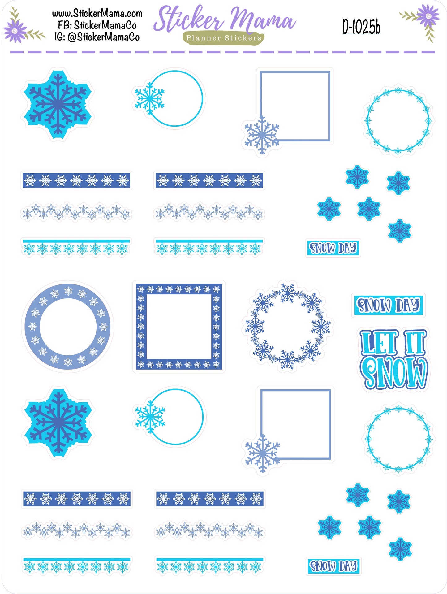 D1025 || SNOW DAY PLANNER Stickers || Winter Stickers || Planner Stickers for Winter