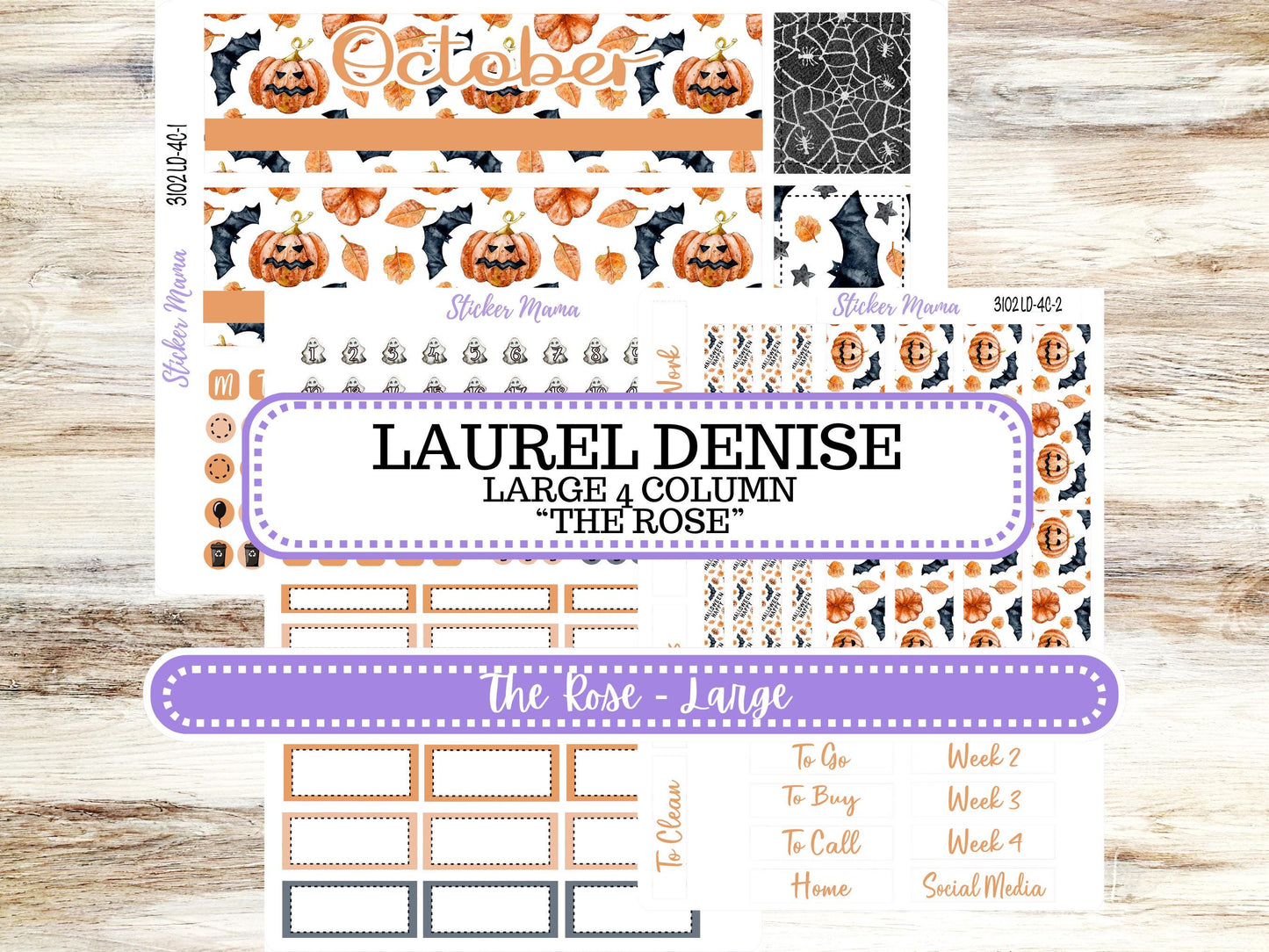 LD "The Rose" Large || 4-COLUMN (formerly project) Planner Kit #3102 || Pumpkin Town || Laurel Denise Stickers || Aug 25