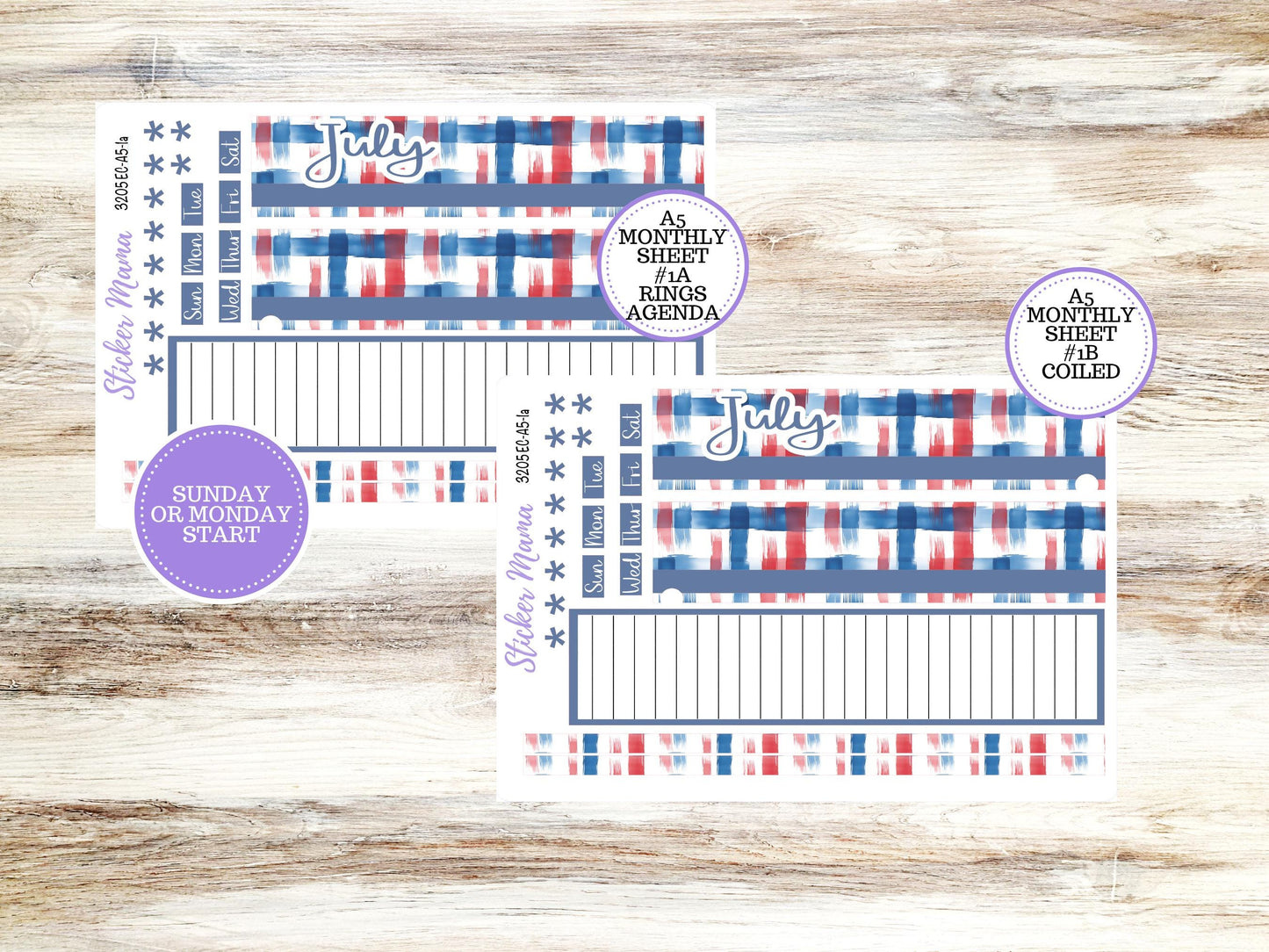 ERIN CONDRE Monthly Kit-3205 || A5 || Patriotic Festivities Stickers || - ec July Monthly Kit - Monthly Planner Kits - Monthly Budget
