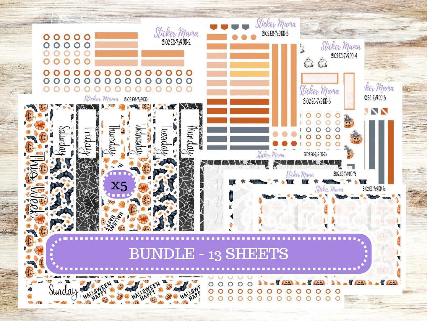 ERIN CONDREN Daily Duo Planner Kit DD-3102 || October - Pumpkin Town || Daily Duo Planner Sticker Kit || Erin Condren ||