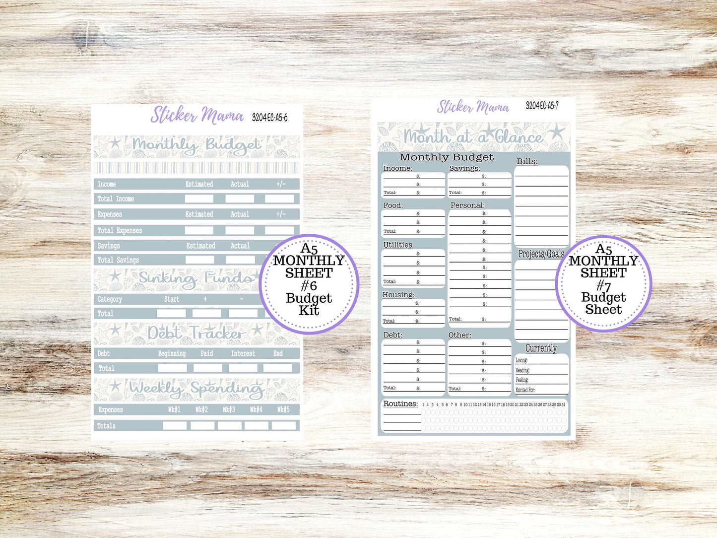 ERIN CONDRE Monthly Kit-3204 || A5 || Coastal Charm Stickers || - ec August Monthly Kit - Monthly Planner Kits - Monthly Budget