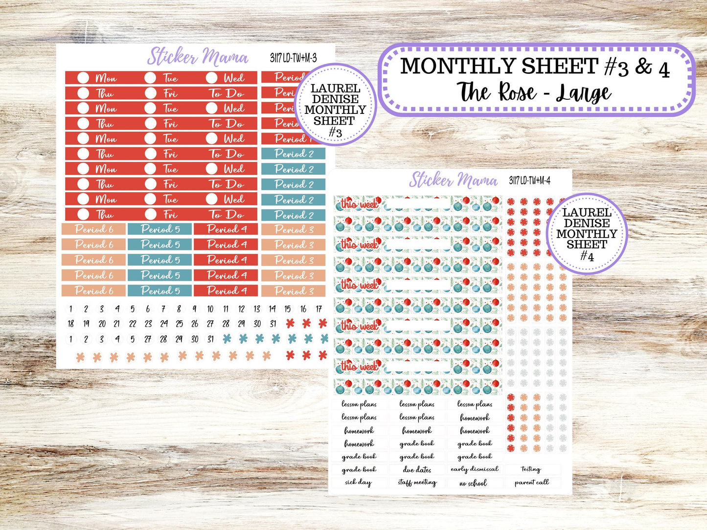 LD "The Valerie" || TEACHER Week + Month Planner Kit #3117 || December ||Laurel Denise Kit || Laurel Denise Teacher Planner || 9-25