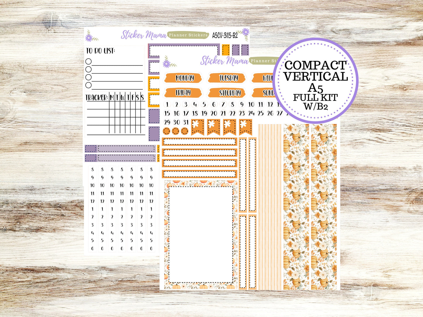 ERIN CONDREN A5 Compact Vertical-Kit #3115 || Spooky Palette - Planner Stickers - Erin Condren Compact Vertical Weekly Kit