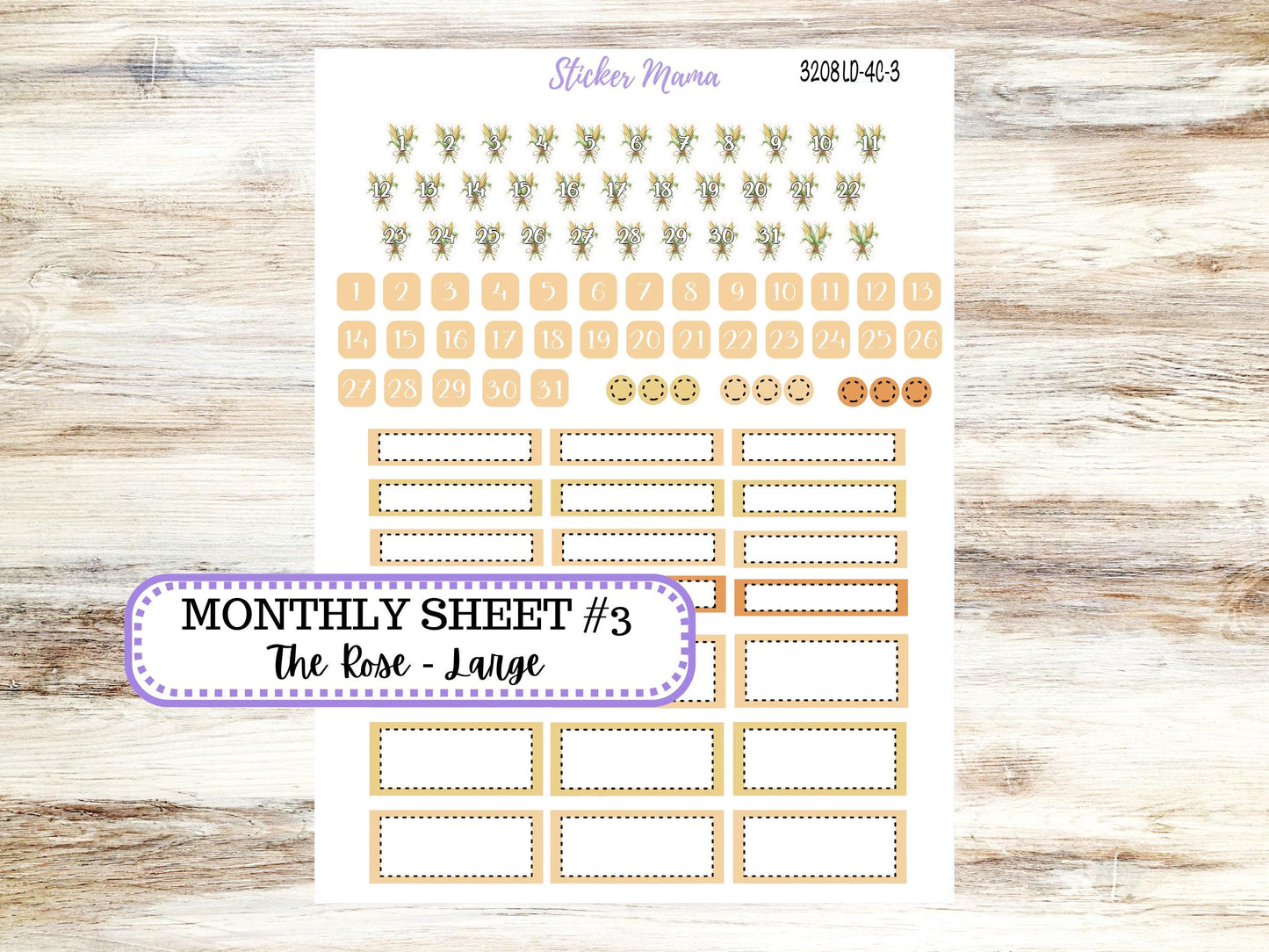 LD "The Rose" Large || 4-COLUMN (formerly project) Planner Kit #3208 || Fall Fields || Laurel Denise Stickers || 9-25