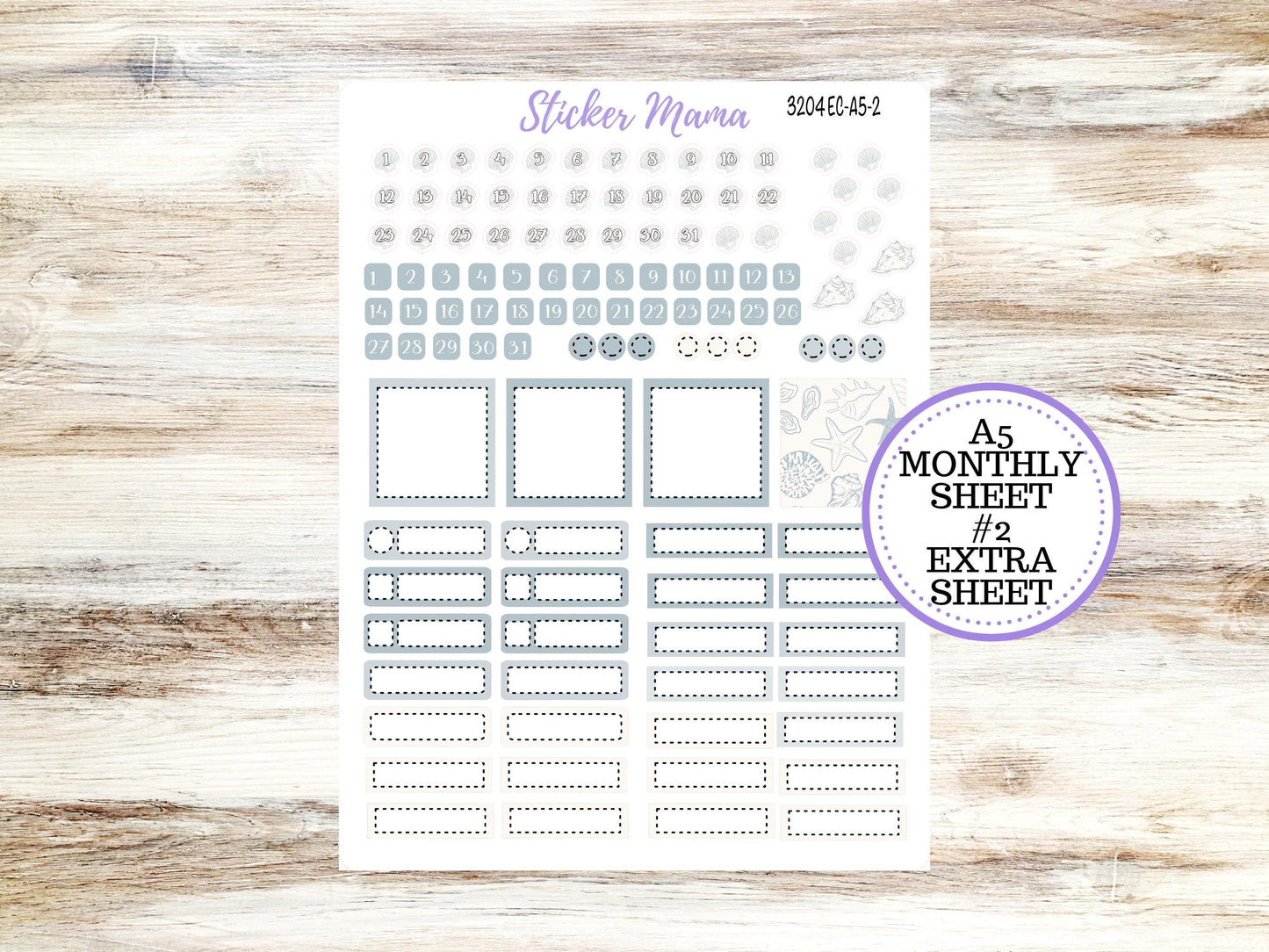 ERIN CONDRE Monthly Kit-3204 || A5 || Coastal Charm Stickers || - ec August Monthly Kit - Monthly Planner Kits - Monthly Budget