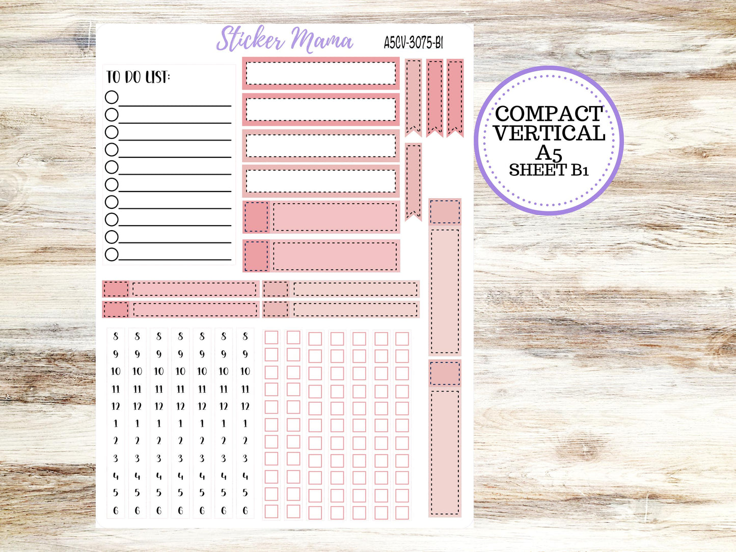 ERIN CONDREN A5 Compact Vertical-Kit #3075 || Shabby Chic Roses - Planner Stickers - Erin Condren Compact Vertical Weekly Kit