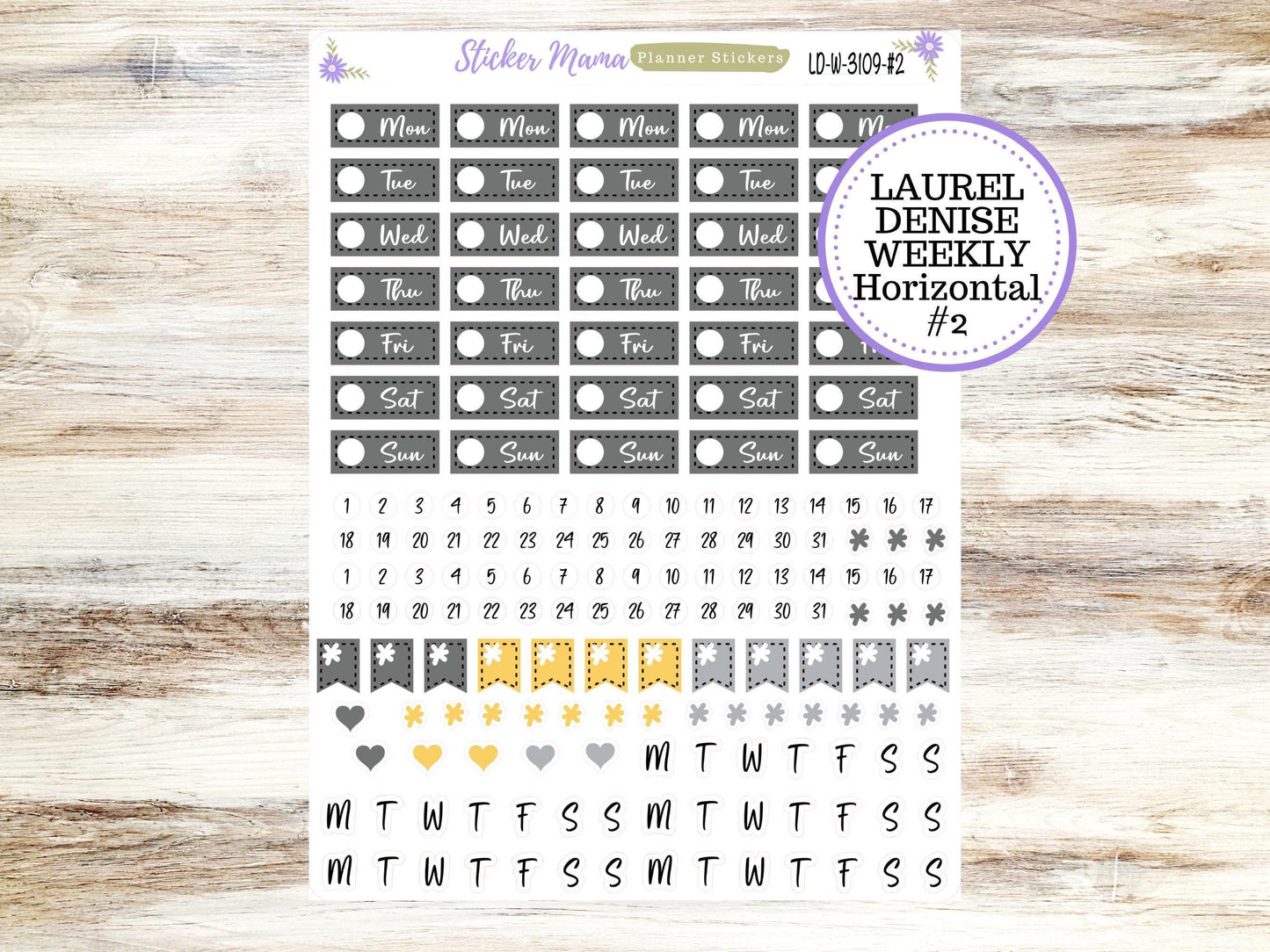 LAUREL DENISE WEEKLY Planner Kit #3109 || Laurel Denise Stickers Kit || Horizontal Vertical || Great and Yellow Floral || May