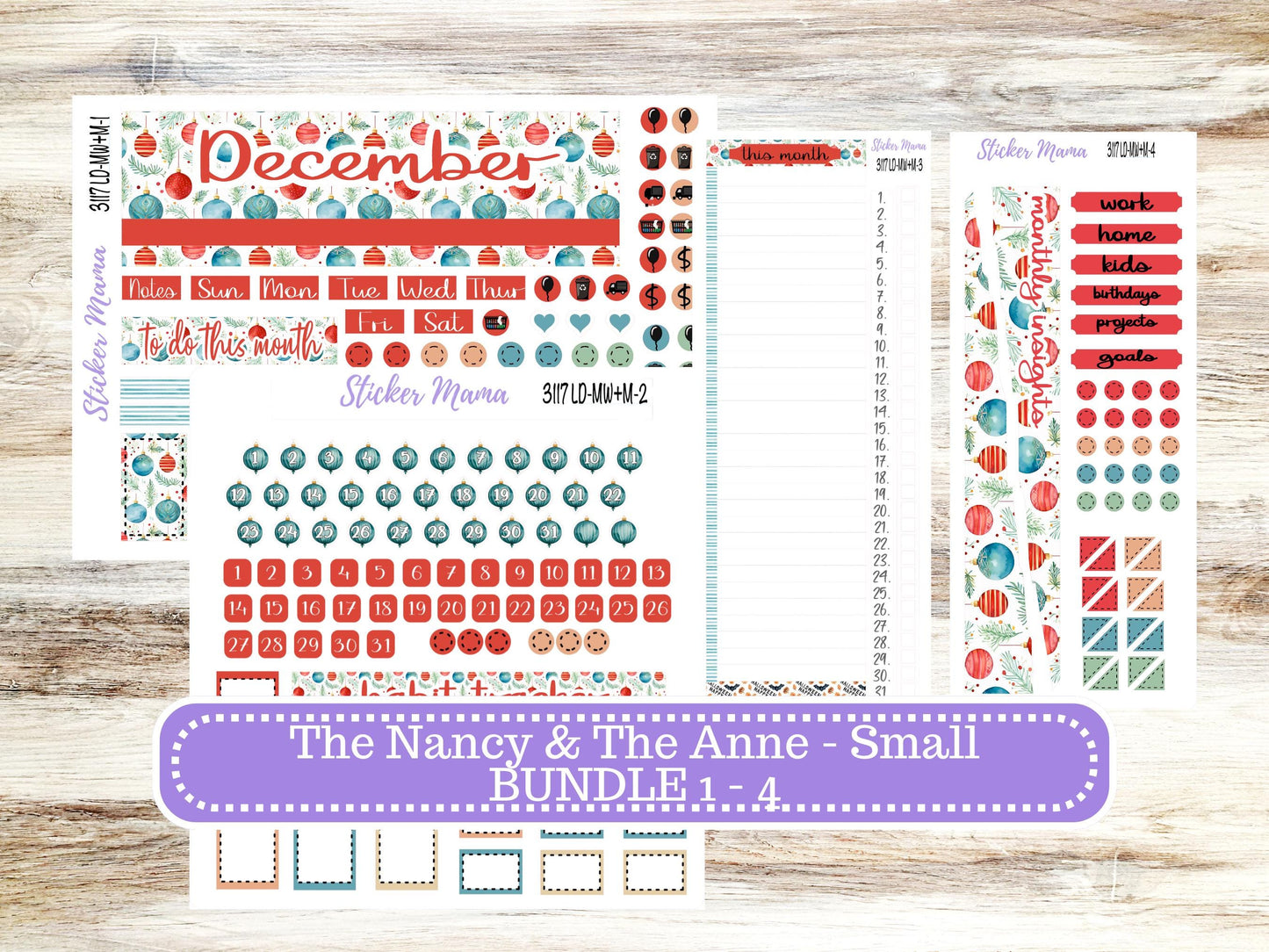 LD SMALL "The Anne" & "The Nancy" || MINI Week + Month Planner Kit #3117 || Laurel Denise Horizontal Vertical || December || 9-25
