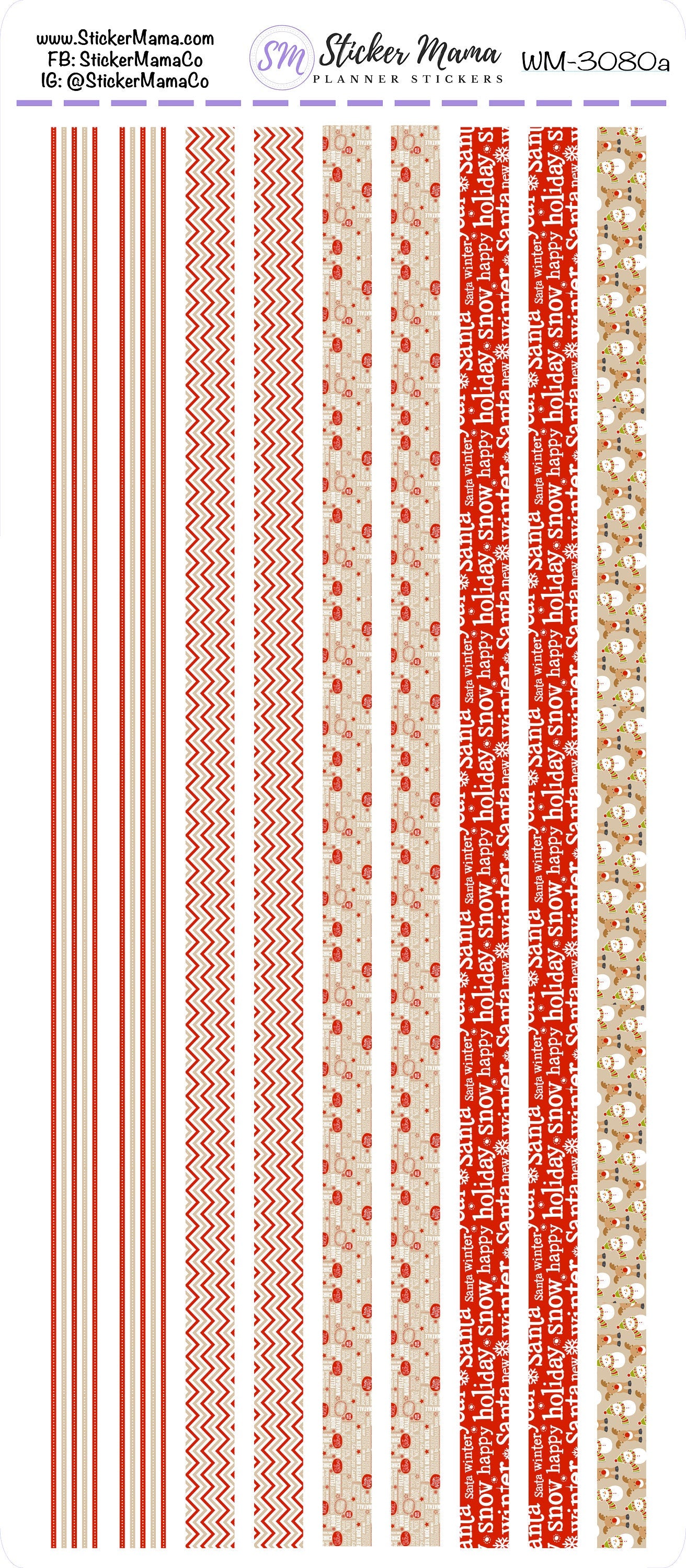 W-3080 - WASHI STICKERS - Traditional Christmas - Planner Stickers - Washi for Planners