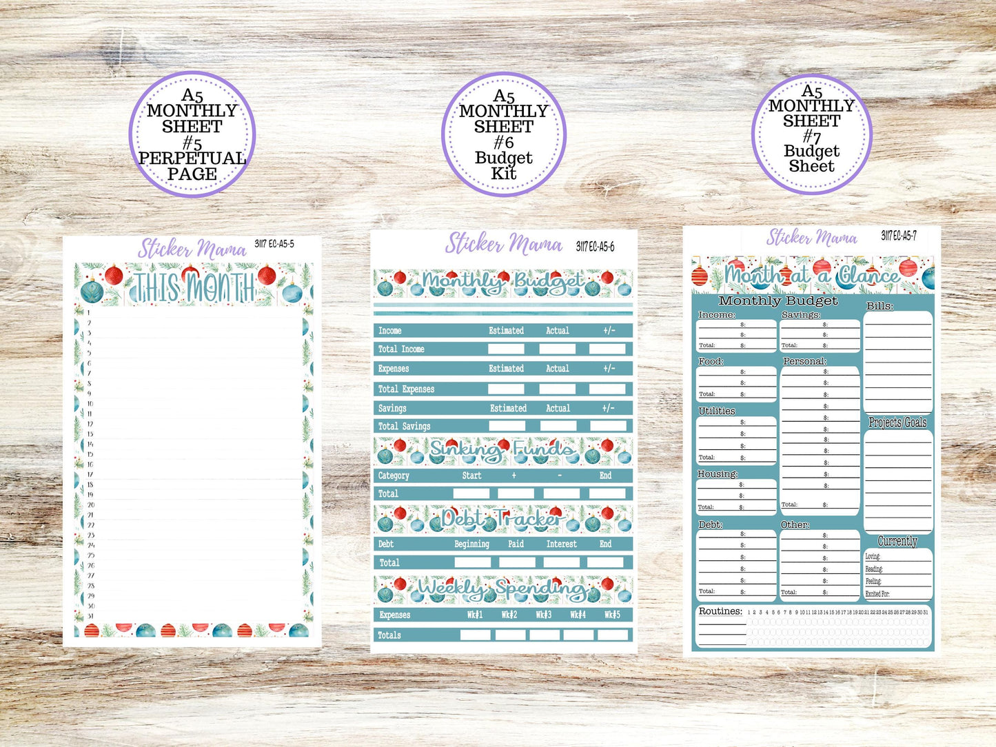 ERIN CONDRE Monthly Kit-3117 || A5 || Stickers || - ec December Monthly Kit - Monthly Planner Kits - Monthly Budget