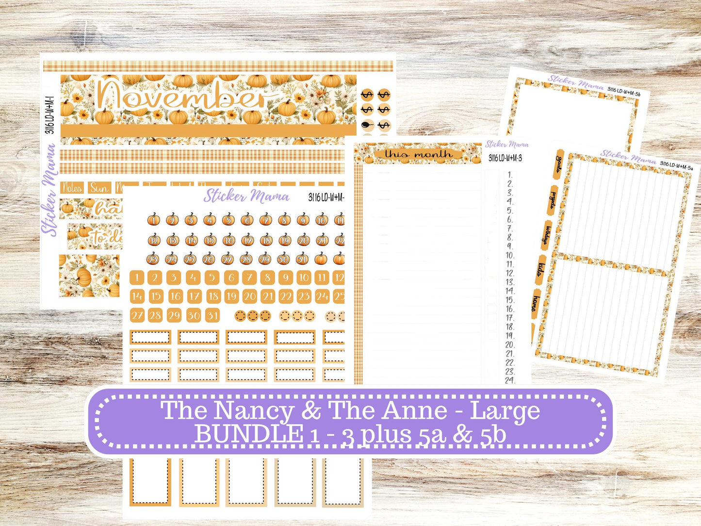 LD “The Nancy & Anne” Large || Week + Month PLANNER Monthly Kit #3116 || Laurel Denise Horizontal Vertical Kit || Floral Harvest || 9-25