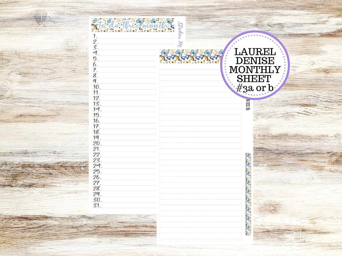 LAUREL DENISE PLANNER Monthly Kit #3112 || Laurel Denise Kit || Ld Stickers || Laurel Denise Horizontal Vertical || Butterfly Bliss